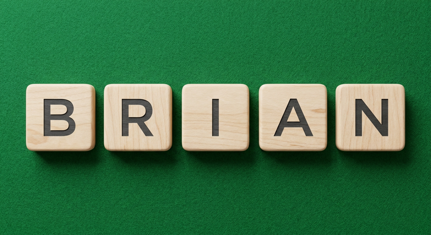 Five letter word tiles arranged in a row on a green background