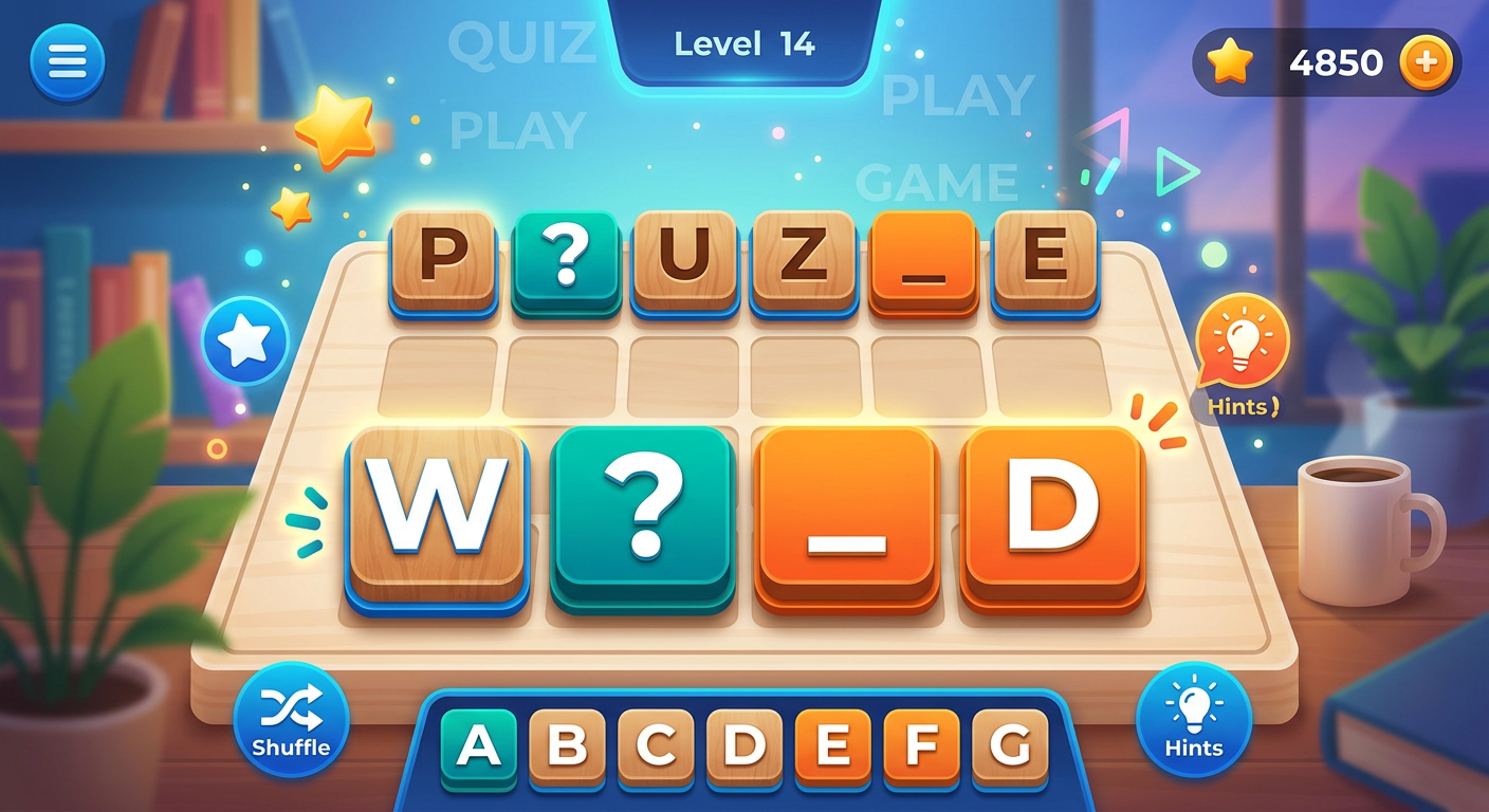 Letter tiles with question marks representing wildcard blank tiles in a word puzzle